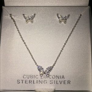 Butterfly necklace and earrings